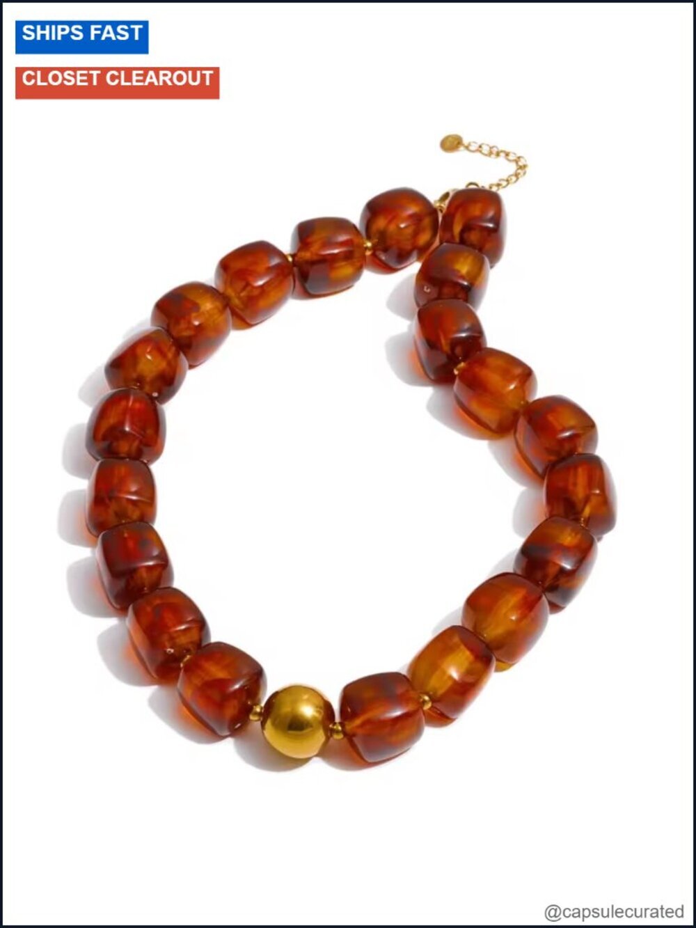 Vintage Handmade Acrylic Beaded Choker Necklace Adjustable Stainless Steel